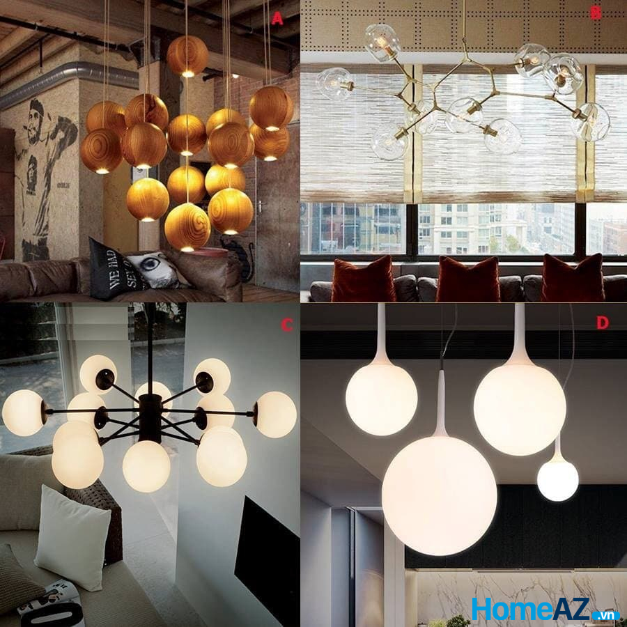 Đèn thả quả cầu là loại đèn trang trí phù hợp với rất nhiều không gian nội thất khác nhau.