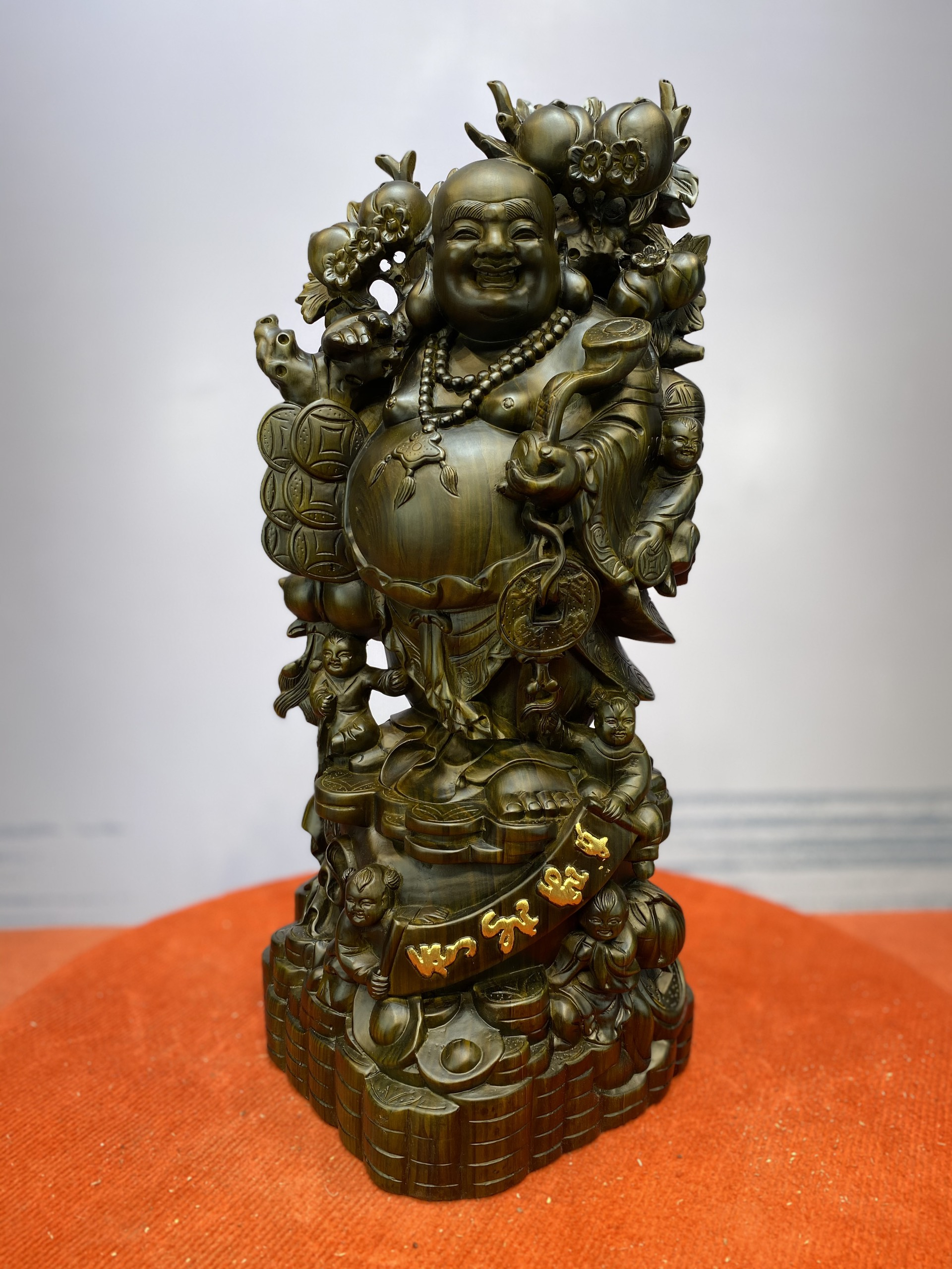 Tượng Phật Di Lặc Vạn Sự Như Ý Gỗ Mun Hoa 60cm | HomeAZ