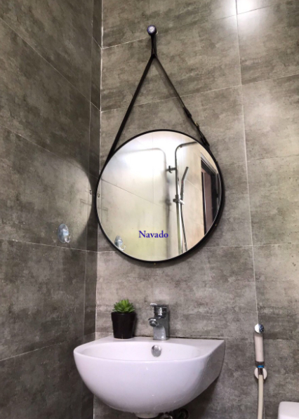 Gương Tròn Dây Da Treo Tường Phòng Tắm Giá Rẻ Mã G93 | HomeAZ.vn