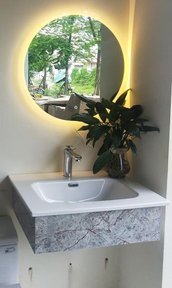 Gương Tròn Phòng Tắm Không Viền Có Đèn Led VG06 | HomeAZ.vn