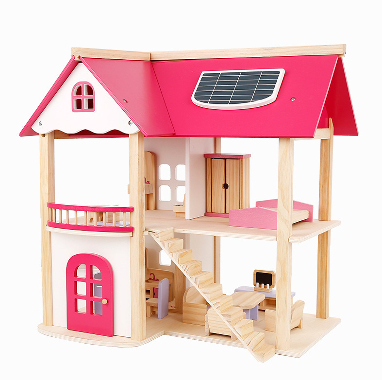 Mô hình nhà gỗ búp bê tự lắp ráp với nội thất mini 1 lầu có đèn cho bé mã  M2001 quà tặng cho bé trẻ em  Giá Sendo khuyến mãi