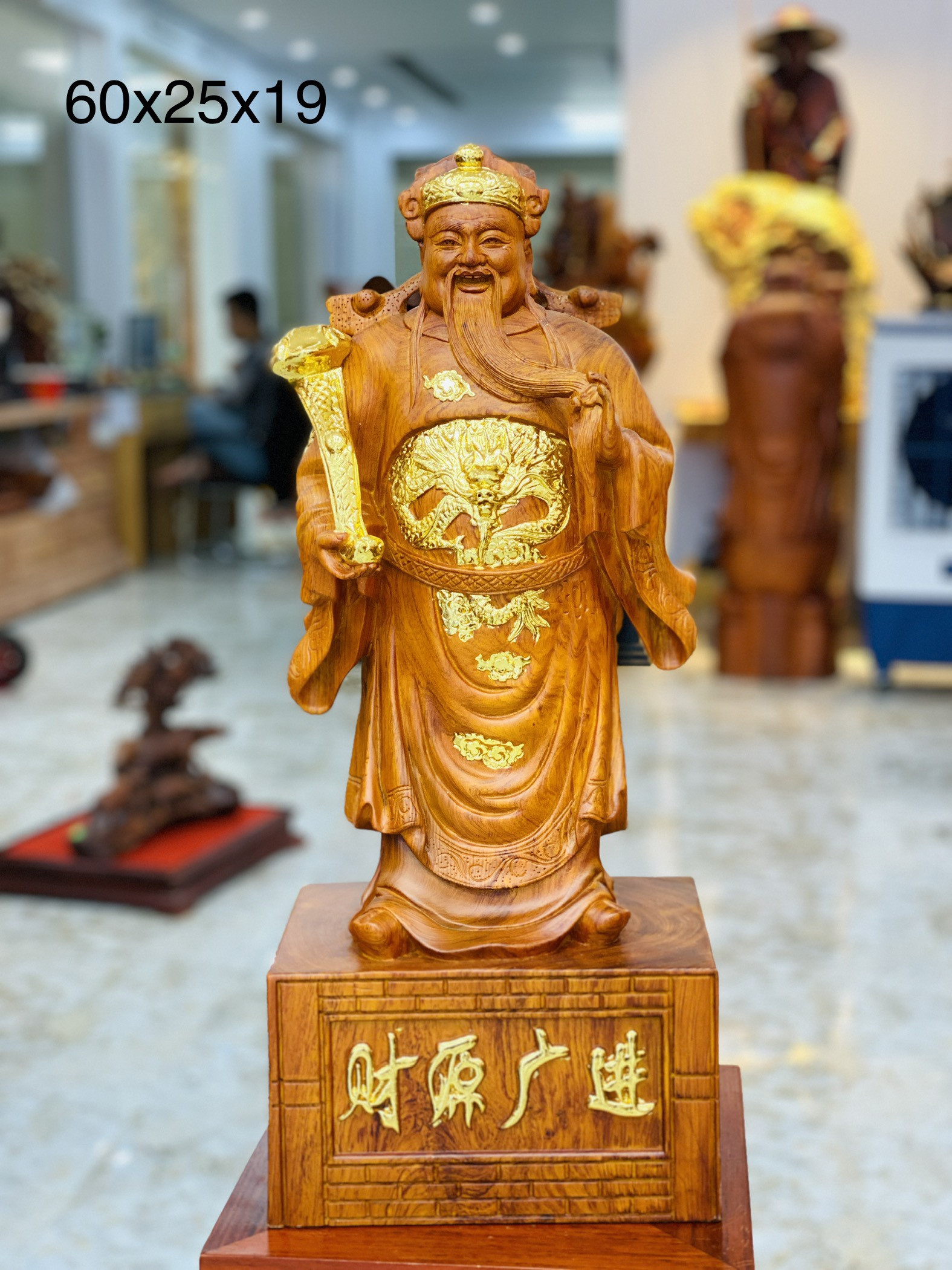 Tượng Thần Tài Bằng Gỗ Hương Đá Đẹp 60cm | HomeAZ.vn