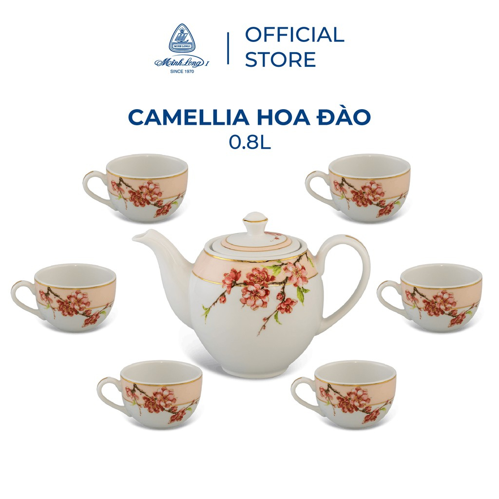 Bộ Ấm Chén Pha Trà Minh Long Cao Cấp Camellia Hoa Đào | HomeAZ.vn