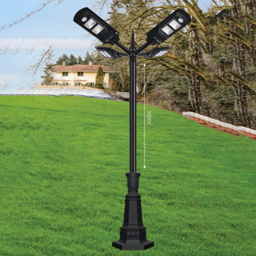 Đèn cột sân vườn năng lượng mặt trời cao cấp thiết kế 4 đèn SLT 096