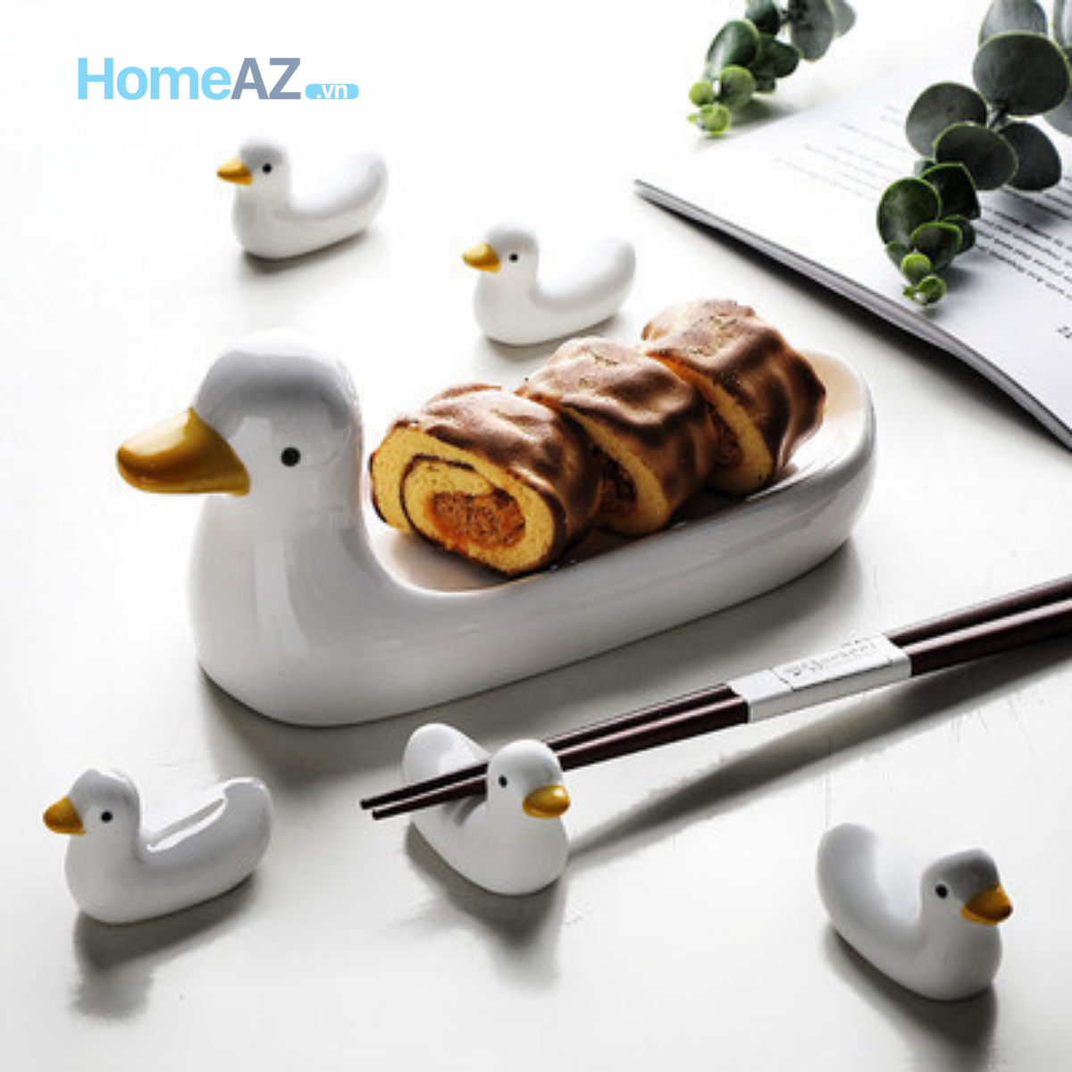 Đồ Gác Đũa Muỗng Bằng Sứ Đàn Vịt Ngơ Cute Duck | HomeAZ.vn