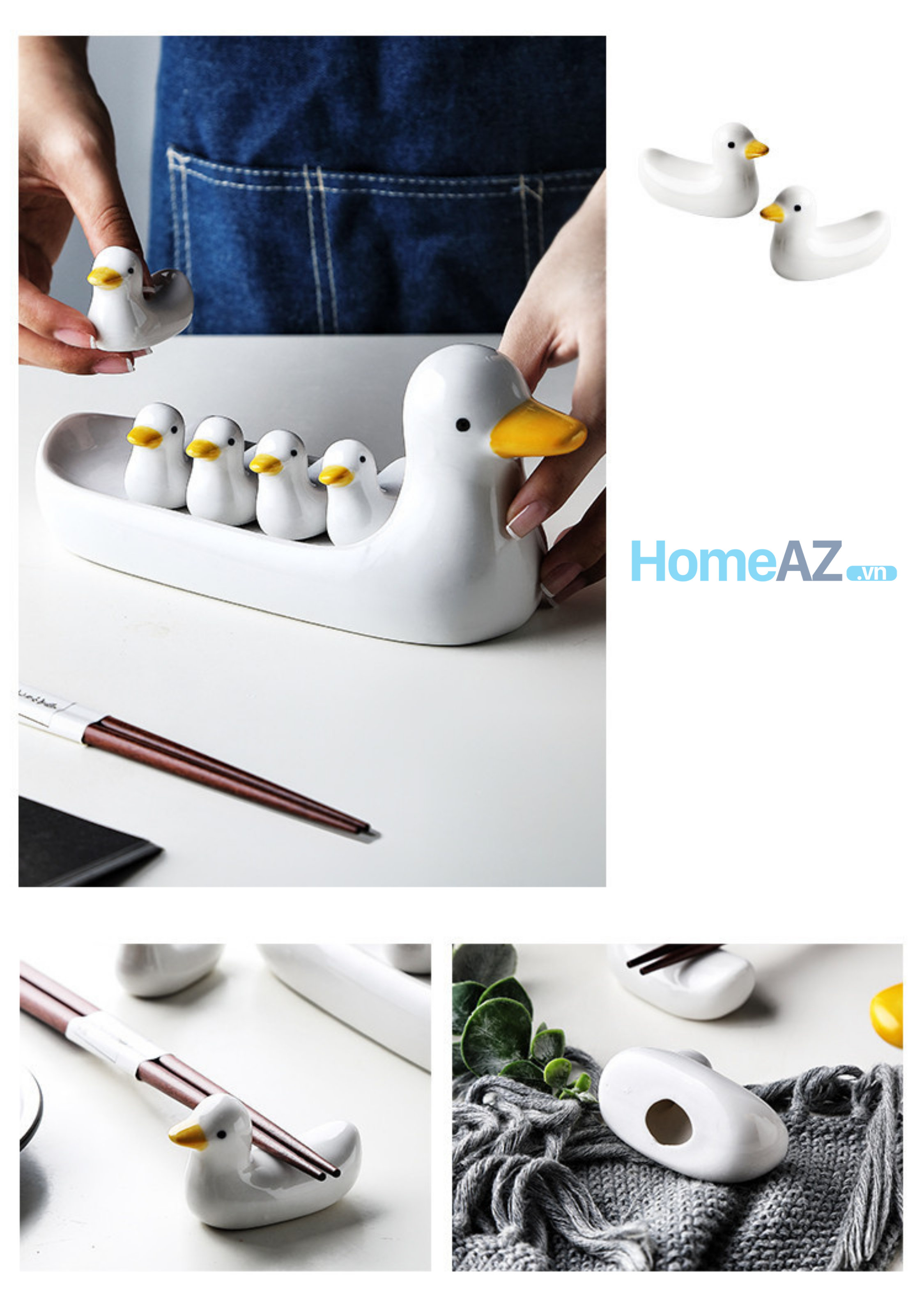 Đồ Gác Đũa Muỗng Bằng Sứ Đàn Vịt Ngơ Cute Duck | HomeAZ.vn