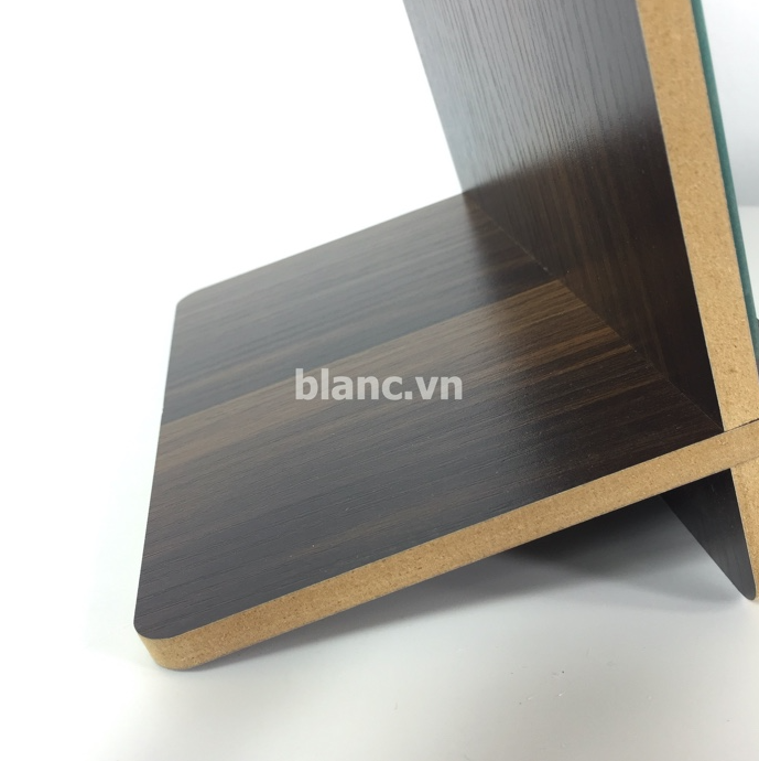 Gương trang điểm vuông để bàn màu gỗ nâu lau GNG010