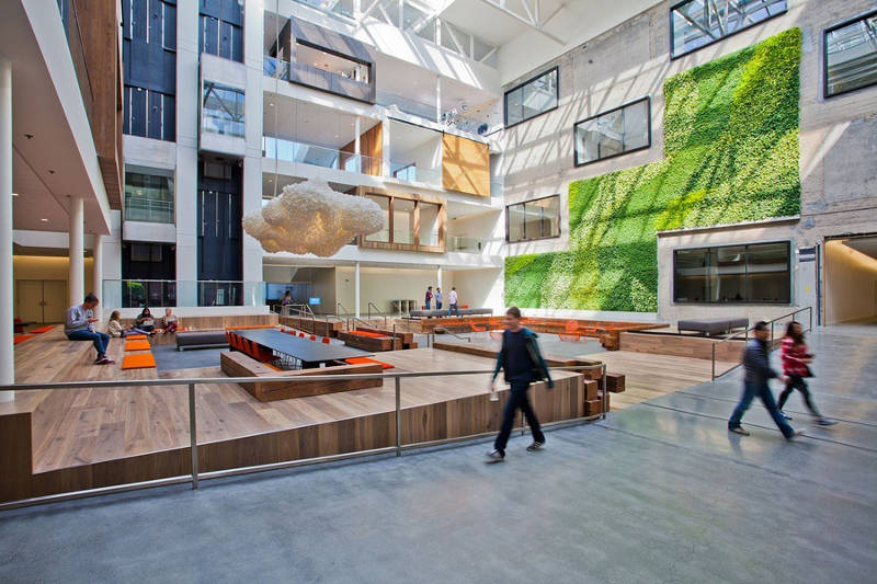 Một bức tường cây xanh vừa đẹp vừa hữu ích cho chất lượng không khí bên trong văn phòng. Ảnh: Gensler
