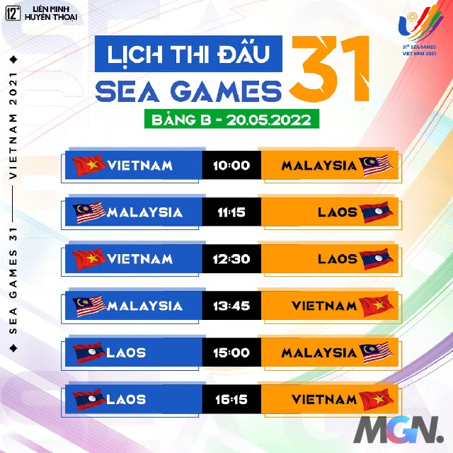 Lịch thi đấu SEA Games ngày hôm nay