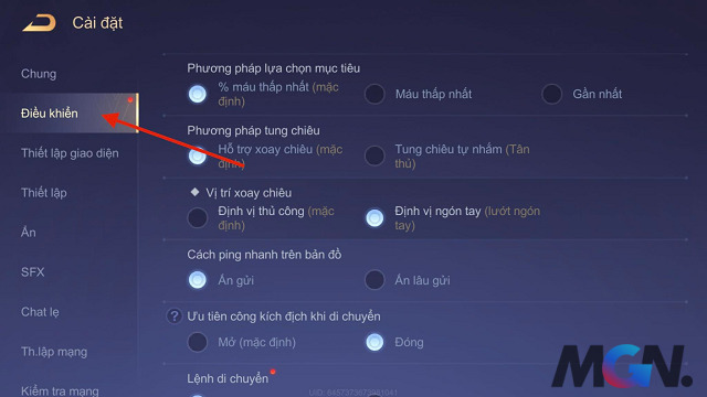 Click tab điều khiển