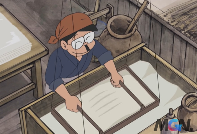 Bố của Suneo từ một giám đốc thành đạt phải trở về tay không, tự tay mình cấy lúa, nghiên cứu cách làm giấy và đồ đạc trong gia đình