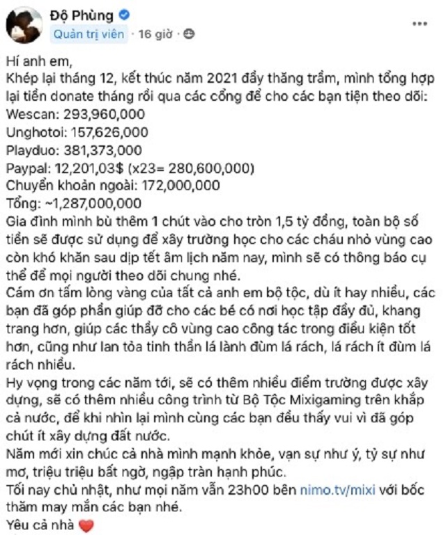 Độ Mixi cùng fan làm nhiều dự án thiết thực