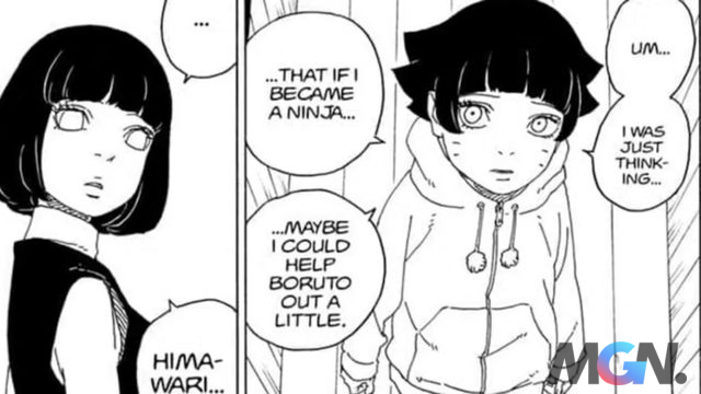 Himawari an ủi Hinata trong Boruto