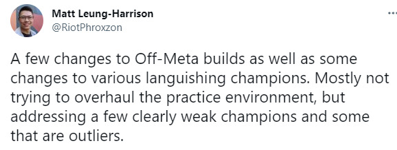 Mới đây, nhà thiết kế cân bằng chính của đội Summoner’s Rift tại Riot Games - Matt Leung-Harrison đã phát hành bản xem trước bản 12.19 sớm vào ngày hôm nay