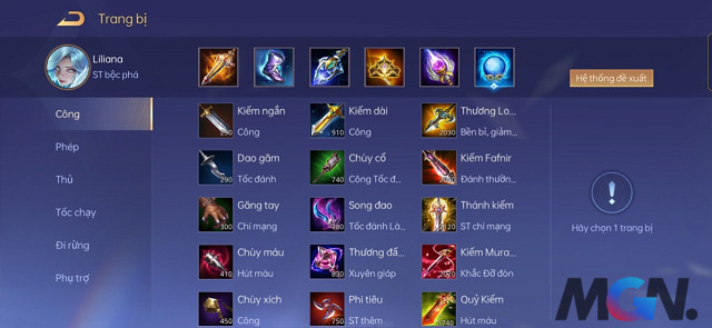 Bộ trang bị phù hợp cho Liliana đi Rừng