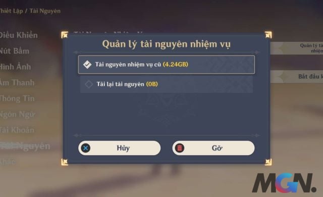 Người chơi có thể chọn xóa đi hoặc tải lại nếu cần thiết