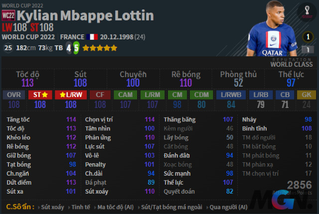 FIFA Online 4: Review Mbappe WC22, mối nguy nơi hành lang cánh