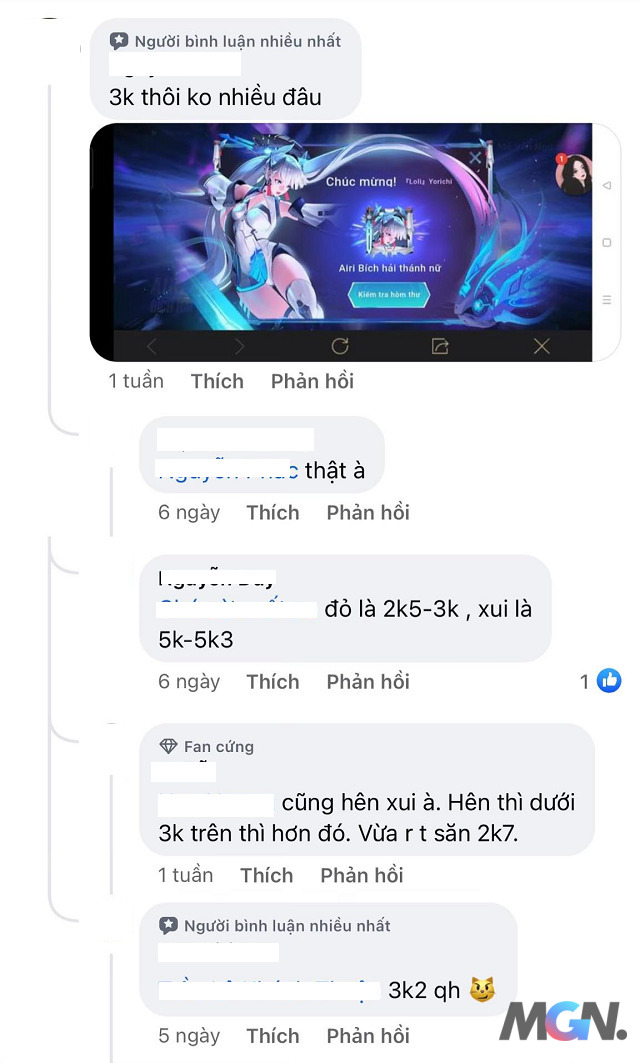 Rất nhiều game thủ 'số đỏ' đã săn được Airi Bích Hải Thánh Nữ với mức giá xoay quanh 3K Quân Huy