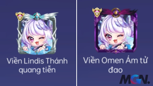 Omen Ám Tử Đao và Lindis Thánh Quang Tiễn là trang phục bậc S+ nhưng lại sở hữu khung viền avatar riêng