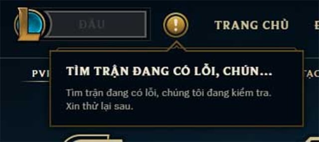 Lỗi không thể tìm trận đấu