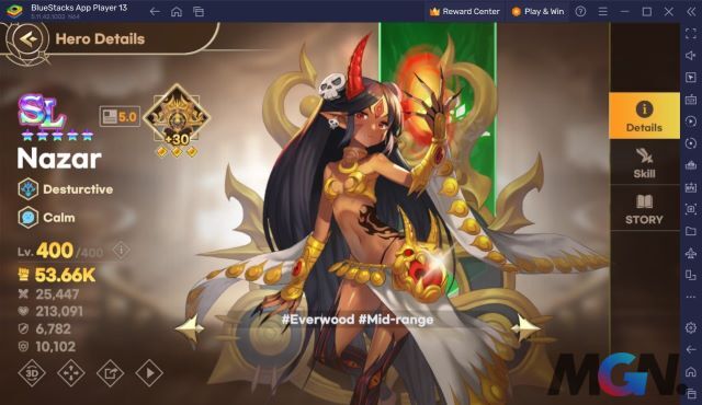 Giao diện nhân vật trong Demian Saga
