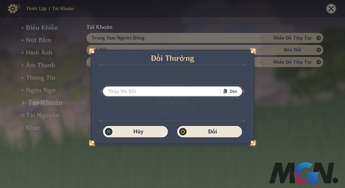 Ngoài ra, để thuận tiện hơn thì trong game cũng có chỗ để cho bạn nhập code