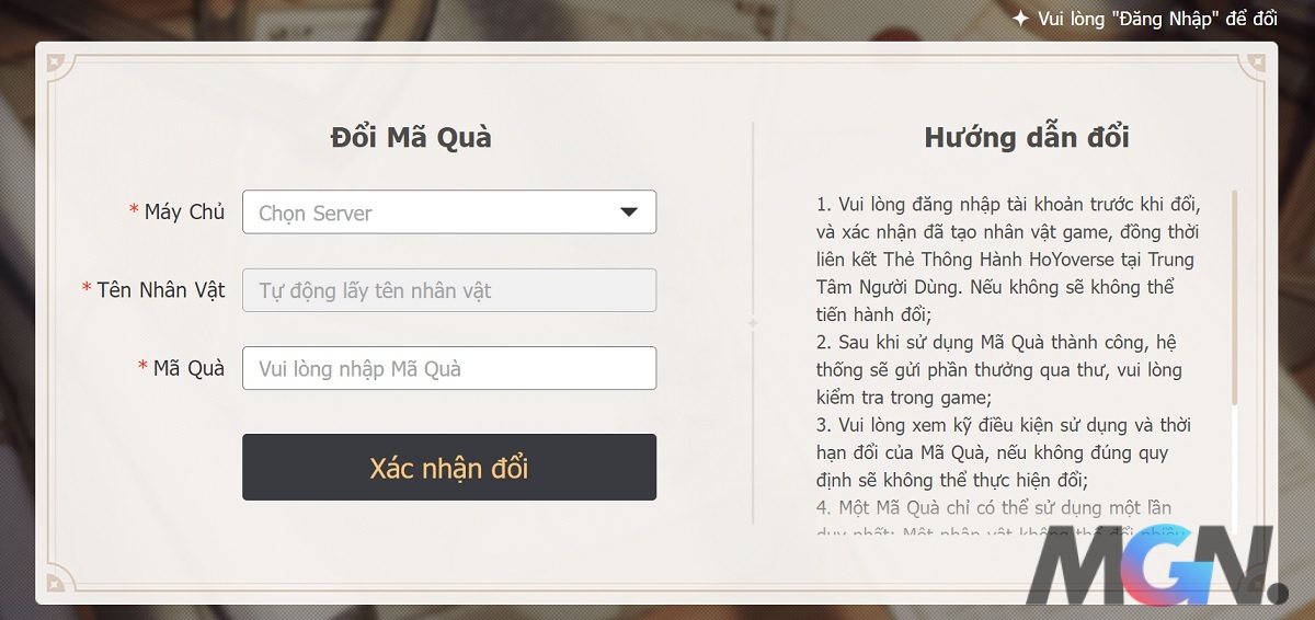 Bạn có thể đổi code trực tiếp trên trang web của Genshin Impact