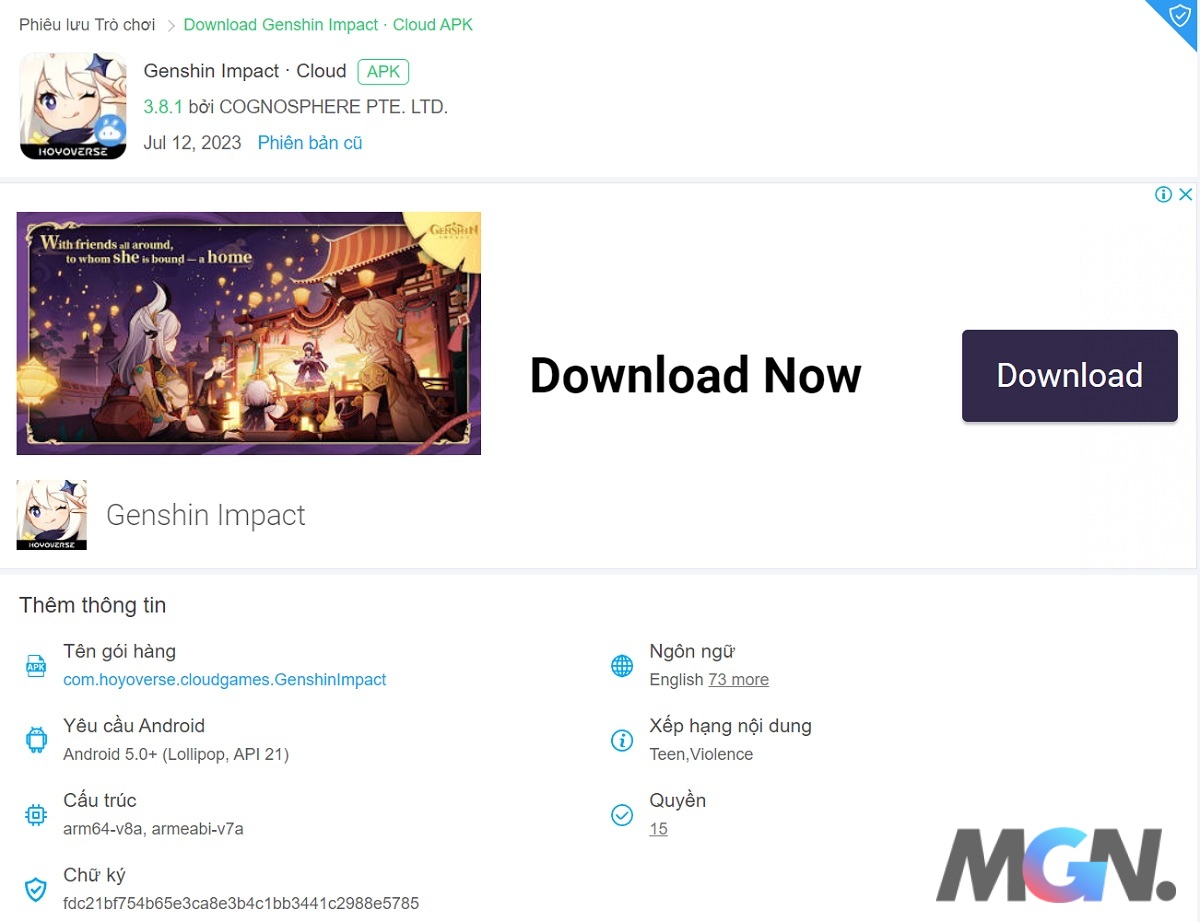Bạn cần phải có file APK của Genshin Impact Cloud phiên bản mới nhất