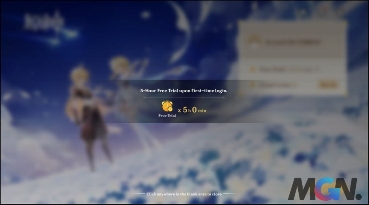 Game thủ sẽ được free 5 giờ đầu tiên để trải nghiệm