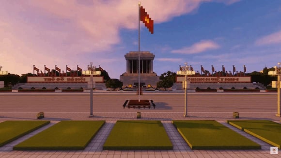 Lăng Bác được vẽ trong game Minecraft