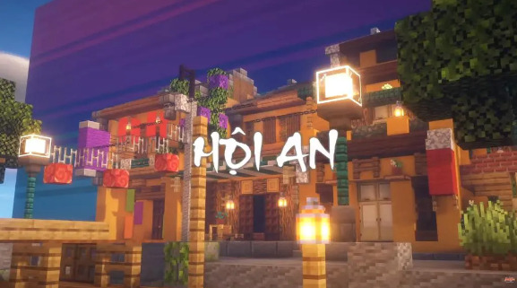 Phố cổ Hội An được vẽ trong game Minecraft