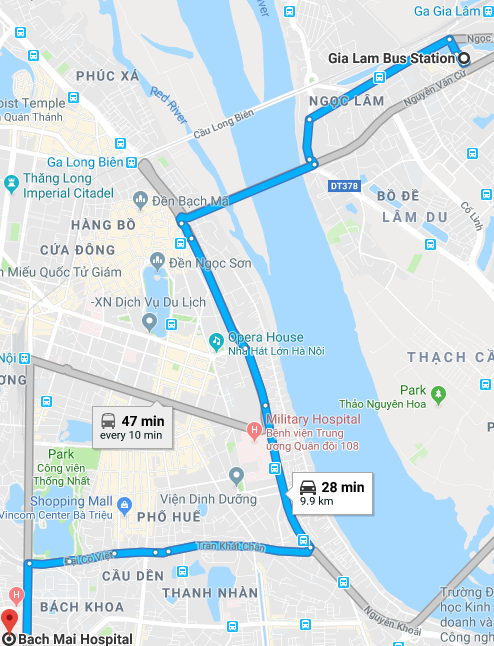 Bệnh viện Bạch Mai gần bến xe nào nhất? 