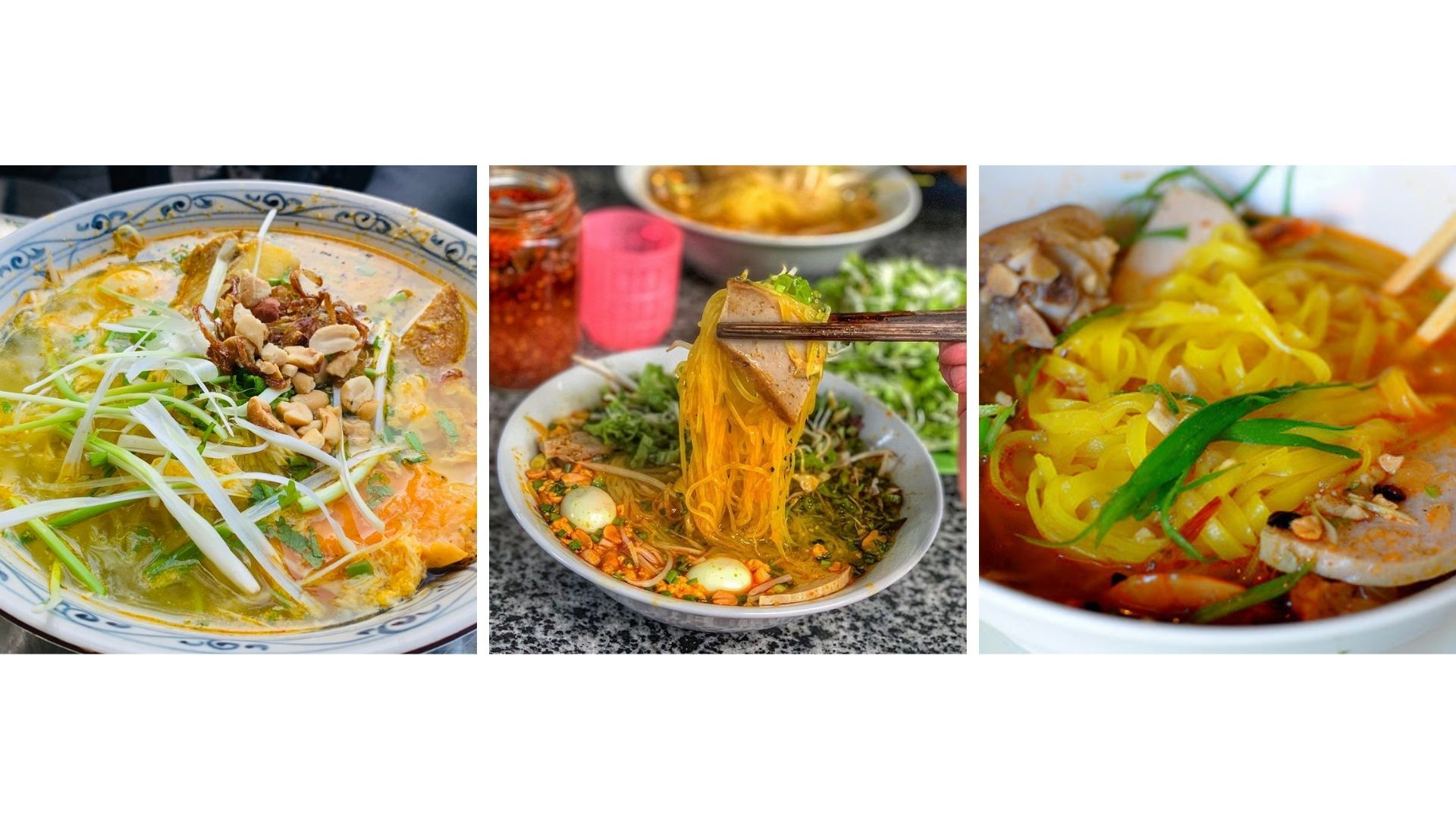 Mì Quảng Nha Trang được ăn cùng thịt heo và chả cá rất lạ miệng và thơm ngon