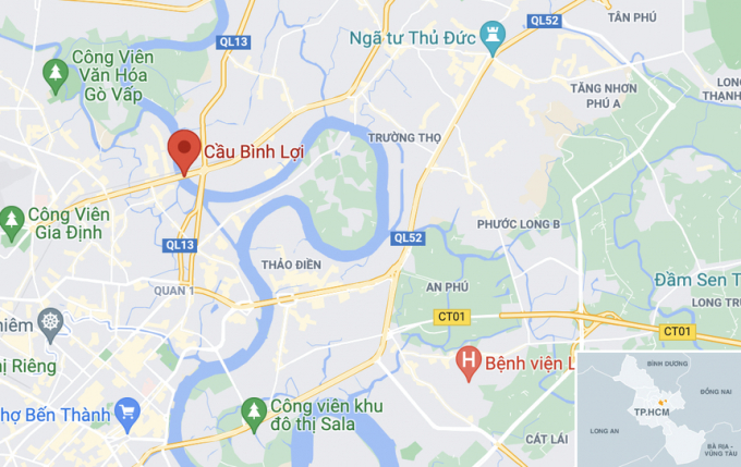 Vụ việc xảy ra tại cầu Bình Lợi, quận Bình Thạnh, TP.HCM. Ảnh: Google Maps.