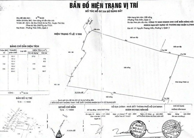 Bản đồ hiện trạng lô đất vàng gần 5000 m2 tại phường Thảo Điền (TP Thủ Đức)
