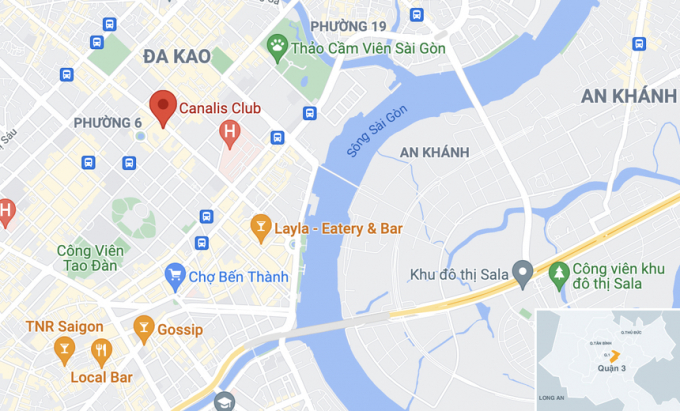 Vụ cháy xảy ra tại quán bar trên đường Hai Bà Trưng. Ảnh: Google Maps.