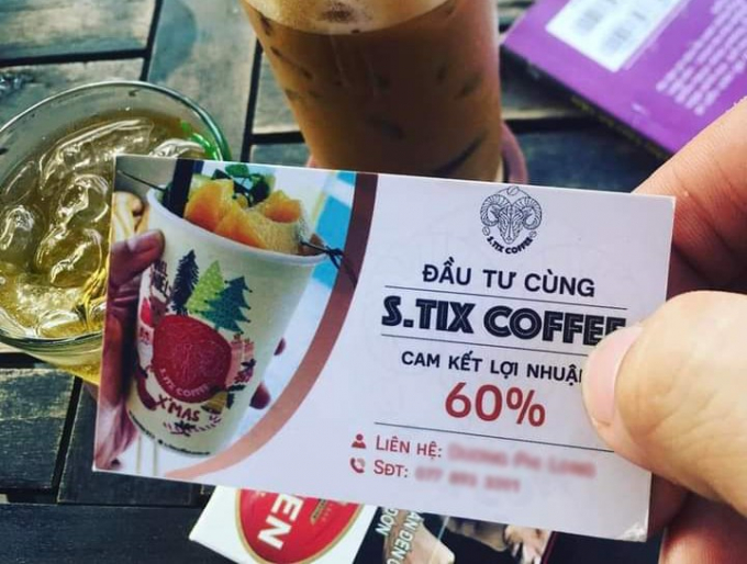 S.Tix Coffee từng cam kết lợi nhuận lên đến 60%/năm thời điểm năm 2019. Ảnh: H.N.H.