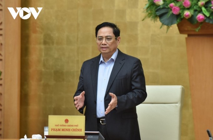 Thủ tướng Phạm Minh Chính phát biểu tại cuộc họp. Ảnh: VOV.
