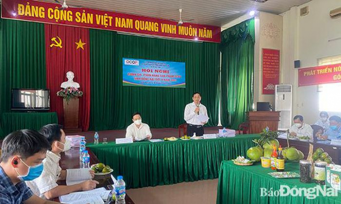 Phó chủ tịch UBND tỉnh Võ Văn Phi kết luận tại hội nghị. Ảnh: Ngọc Liên