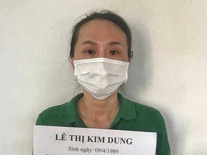 Bị can Lê Thị Kim Dung tại cơ quan công an CÔNG AN CUNG CẤP