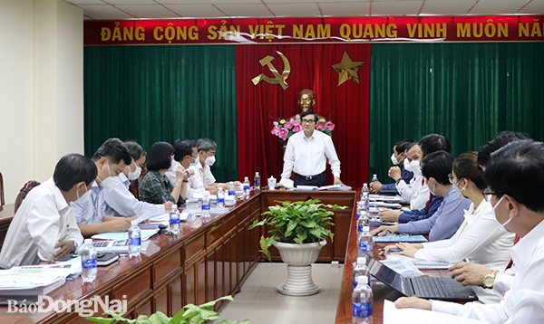 Phó chủ tịch UBND tỉnh Nguyễn Sơn Hùng phát biểu tại buổi làm việc
