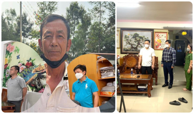 Ông Võ Cao Cường (thứ 3 từ phải qua)-Chủ tịch UBND phường Tam Phước và các cán bộ phường liên quan bị bắt