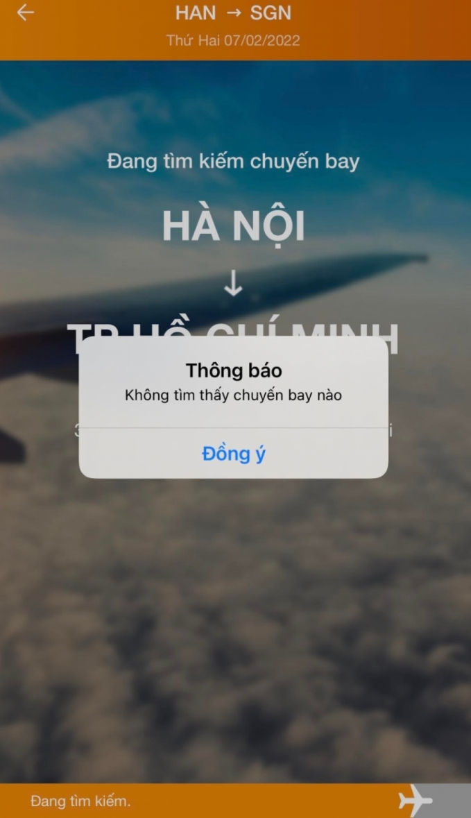 Không thể tra cứu thông tin giá vé phổ thông các chuyến bay cho hành trình từ Hà Nội đi TP.HCM trong các ngày mùng 6, 7, 8 Tết Nguyên đán