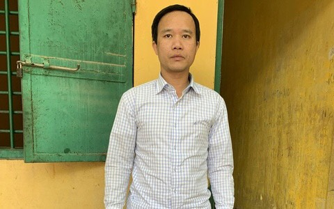 Đoàn Từ Tấn tại cơ quan công an - Ảnh: Công an tỉnh Bắc Giang