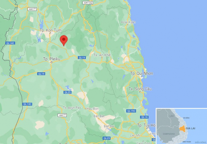 Tai nạn xảy ra tại xã Đăk Sơ Mei, huyện Đak Đoa, Gia Lai. Ảnh: Google Maps.
