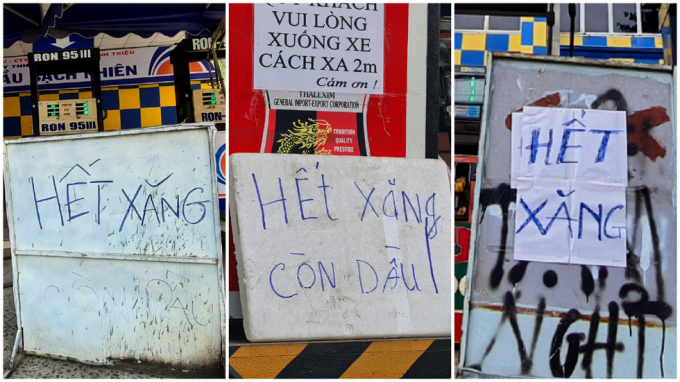 Dù các doanh nghiệp lớn ở TP.HCM vẫn bán xăng đầy đủ theo nhu cầu của khách hàng nhưng cũng có một số cây xăng tư nhân dán những bảng thông báo như thế này vào ngày 20-2 - Ảnh: NGỌC HIỂN