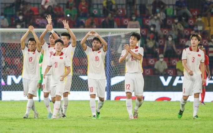Cánh cửa vào bán kết giải U23 Đông Nam Á 2022 đã mở toang trước mắt U23 Việt Nam. (Ảnh: VFF)
