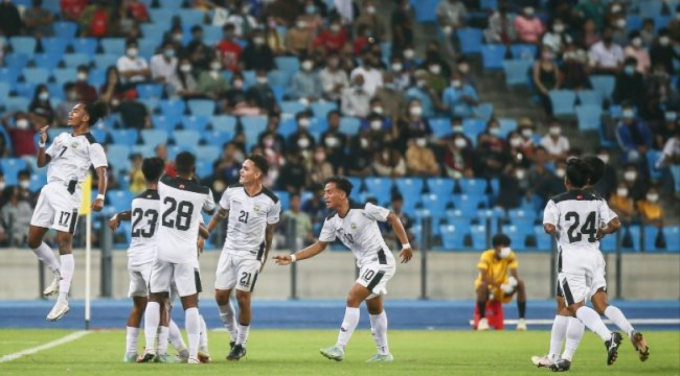 U23 Timor Lestes thắng U23 Campuchia khiến khả năng U23 Việt Nam và U23 Thái Lan cùng nhau vào bán kết trở nên rất cao. (Ảnh: AFF)