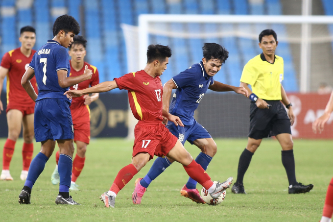 Đội U.23 Việt Nam (áo đỏ) quả cảm VƯƠNG ANH
