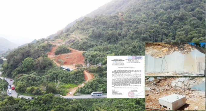 Hiện trạng khu vực khai thác đá giữa đèo Bảo Lộc (thuộc địa phận Đạ Huoai, Lâm Đồng), tiềm ẩn nguy cơ sạt lở đèo.